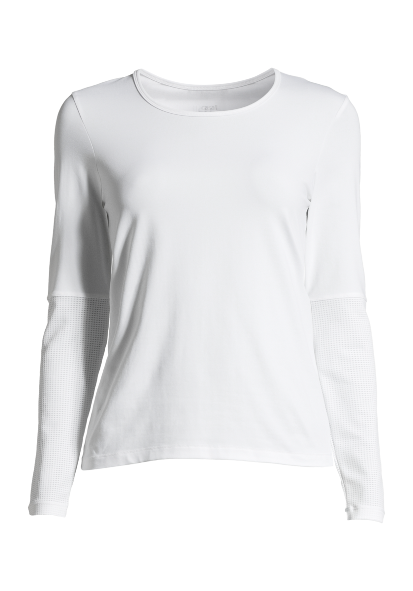 Essential Long Sleeve with Mesh Insert – White